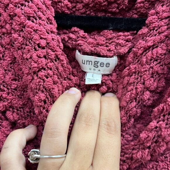 Umgee Textured Berry Cowl Neck pullover long sleeve Sweater - Picture 2 of 3